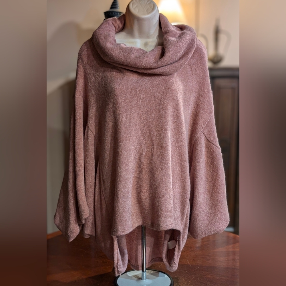 EUC Love In Mauve Cowl Neck Bat Wing Sweater, Large